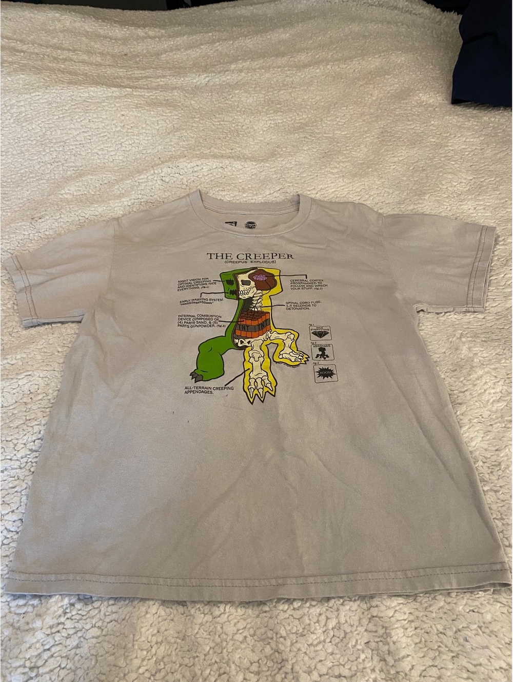 2014 JINX Minecraft The Creeper Anatomy T-Shirt Youth L 14-16 Mojang Graphic Tee